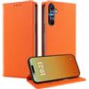 MOJIA Cover per Samsung Galaxy A55 5G, [Forte Chiusura Magnetica] Case Portafoglio in Pelle PU Premium, Custodia a Libro per Telefono con Porta Carte.. Arancia