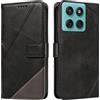 XINNI Cover per Motorola Edge 60 Fusion Custodia, Cellulare Libro Antiurto Flip Pelle PU/TPU, Portafoglio Flip Magnetica Case, Nero