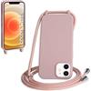 WenBaby Cover Compatible con iPhone 12 Mini,Cellulare Girocollo Custodia con Cordino TPU Corda Silicone Case Bumper per iPhone 12 Mini Custodia, Rosa sabbia