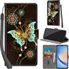 Haninsuze Cover per Samsung Galaxy A34 5G Custodia Cover Pelle Libro Portafoglio con Porta Carte Magnetica Protezione Antiurto Cuoio Flip Case Custodia Cover per Samsung A34 5G, farfalla verde