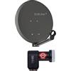Dur-line DSA, antenna satellitare, 40 cm, con riflettore in alluminio duro ad alte prestazioni, antracite, per campeggio, balcone, barca