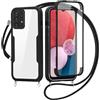 FERLAN Cover per Samsung Galaxy A33 5G con Cordino, 360 Gradi Antiurto Custodia con Protezione Schermo Integrata Trasparente Rugged TPU Bumper Doppia Protettiva Cover per Samsung Galaxy A33 5G -Nero
