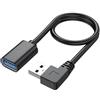 YSJJZRL Cavo di prolunga USB 3.0 da 90 gradi Dritto/Su/Giù/Sinistra/Angolo destro Cavo di prolunga USB da maschio a femmina (0,5 m,Giusto)