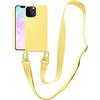 VooDirop Collana per cellulare compatibile con Apple iPhone 14 Necklace Custodia in nylon tracolla morbido silicone TPU Cover con cordino da appendere custodia protettiva con elegante cinturino (giallo)