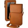 moex Custodia a tracolla per Honor Magic V5, piccola borsetta con scomparto per cellulare e finestra, 2 scomparti extra in pelle PU, borsa a tracolla da donna, colore marrone