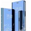 TingYR Cover per Samsung Galaxy S21 Ultra Custodia, Custodia Flip Traslucido Clear View Specchio Standing Cover, [Funzione Staffa] [Anti Graffio], Case Cover per Samsung Galaxy S21 Ultra.（Blu）