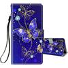 HopMore Cover a Libro per Huawei P30 Lite in Pelle con Silicone Morbido Custodie Huawei P30 Lite Portafoglio Disegni Custodia Antiurto 360 Gradi Accessori Leather Case - Farfalla/Blu