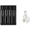 Fegtrtyoa Caricatore rapido 18650 Batteria al litio 4.2V Caricabatterie intelligente Batteria al litio Scatola di ricarica con di tipo C per batteria 14500 26650 18650, 4 slot