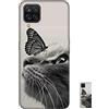 HopMore Nero Cover per Samsung Galaxy A12 Silicone Morbide Disegni Custodie Bella Custodia Antiurto Gomma Case Morbido Caso Gel AntiGraffio - Farfalla Gatto