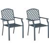 vidaXL Sedia da Giardino 2 pcs Antracite 56 x 65 x 89 cm Acciaio, Sedia da giardino moderna, rettangolare, impilabile, in acciaio, per relax all'aperto