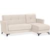EVERGREENWEB MATERASSI & BEDS EVERGREENWEB Divano letto 3 Posti con Contenitore Trasformabile, Divano Angolare con Penisola Chaise Longue, Schienale Reclinabile 3 Livelli Clic Clac, Morbido Tessuto Imbottito Beige, Braccioli Slim