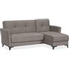 EVERGREENWEB MATERASSI & BEDS EVERGREENWEB Divano letto 3 Posti con Contenitore Trasformabile, Divano Angolare con Penisola Chaise Longue, Schienale Reclinabile 3 Livelli Clic Clac, Morbido Tessuto Imbottito Tortora Braccioli Slim