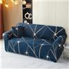 Hiseng Copridivano 1 2 3 4 Posti, 3D Geometria Copridivano Elasticizzato, Copridivano con Braccioli Tessuto Super Morbido Universale Copri Divano Antiscivolo (3 posti,Blu Navy)