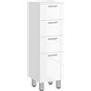 kleankin Mobile Bagno Salvaspazio 4 Cassetti Legno 30x30x93 cm Bianco