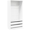 vidaXL Armadio Aperto con Cassetti e Scomparto con Appendiabiti Robusto Classico Elegante Guardaroba Bianco 100x50x200 cm in Multistrato