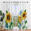 Surwin Stampa Girasole Tende per Interni, Tende a Vetro con Occhielli, 2 Pezzi Tende Camera da Letto, Tende Voile Semi Trasparenti, per Camera da Letto, Cucina, Soggiorno (80x115cm,Girasole 3)
