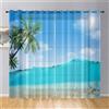 Odot Tende Semi Trasparenti per Interni, Motivo Onde Oceano 3D Tenda Voile con Occhielli 2 Pezzi Tenda Filtranti Finestra Tende Camera da Letto Moderna (140x275cm,Acqua di Mare)