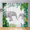 Surwin Stampa di Elefanti Tende per Interni, 3D Tende a Vetro con Occhielli, 2 Pezzi Tende Camera da Letto, Tende Voile Semi Trasparenti, per Cucina, Soggiorno (Foglie,140x275cm)
