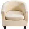 Hearda Fodere Copripoltrona da Cocktail, Copripoltrona Cocktail Club Velluto 2 Pezzi Fodera per Poltrona a Vasca con Fodera per Cuscino, Copripoltrona Elasticizzato Universale (Beige)