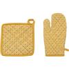 ATMOSPHERA CREATEUR D'INTERIEUR Guanto e presina Stampati Paty - Giallo Ocra - Cotone - Atmosphera Designer di Interni