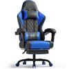 TRIUMPHKEY Sedia da Gaming Massaggiante,Sedia Gamer con Poggiapiedi Telescopico,Regolabile 90-150°,Poltrona da Gaming con Poggiatesta e Cuscino Lombare,Sedie da Ufficio,Portata 150kg(Blu)