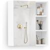 LEMROE Armadietto A Specchio Bagno con 5 Ripiani Regolabili - Mobile Contenitore Bianco con Ante