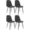 CLP Sedia da pranzo set di 4 imbottita Maryam, cucina, soggiorno e camera da letto con schienale, capacità 150 kg Colore:grigio scuro;Materiale:Stoffa