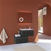 Kiamami Valentina - Mobile Bagno 90 Cm Sospeso Grigio Scuro Con Specchio Touch Led 60X80 | Seattle