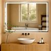 CLP Specchio da Bagno con Illuminazione Jaffrey, Specchio antiappannamento, Orientamento Orizzontale e Verticale, Specchio a Parete dimmerabile, Dimensione:70x100 cm