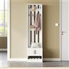 LULUWA Set appendiabiti con 2 ante, scarpiera con parete posteriore con 8 ganci, larghezza 50 cm, altezza 190 cm, colore: bianco