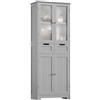 HOCSOK Mobile Alto de Bagno, Armadietto da Pavimento per Bagno, Armadietto Ausiliario con 2 Cassetti e 4 Ante, Adatto per Corridoio, Camera da Letto, Soggiorno, Legno, 60 x 30 x 170 cm (Grigio)