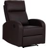 Totò Piccinni Poltrona Relax Reclinabile EUREKA, Manuale con Maniglia Laterale, Struttura in Legno, Imbottita ed Ergonomica, Ideale per Anziani e Soggiorno (Ecopelle Testa di Moro)