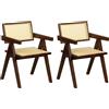 Totò Piccinni Sedia DALY in legno design retrò con braccioli, seduta e schienale in paglia di vienna rattan (2, Wengè)