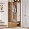 SACOOL Mobile Ingresso Appendiabiti con Specchio, 6-in-1 Armadio d'Ingresso con Scarpiera con Ripiani Regolabili e Scomparti, Mobile Moderno per Corridoio, Ingresso Domestico, 100x33x190cm