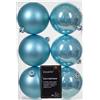Kaemingk PERAGA GARDEN CENTER Palline di Natale 6 Pezzi, 8CM, Azzurro Opaco/Lucido, Plastica, Decorazione per l'Albero di Natale