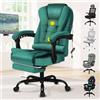 ALFORDSON Sedia Scrivania con Massaggio, Sedia Ufficio Ergonomica con Supporto Lombare e poggiapiedi, Poltrona Girevole ad Altezza Regolabile per Ufficio e Studio Sala Riunioni, Velluto(Verde)