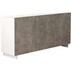 milani home - madia credenza moderna 150 x 40 x 76 cm, color cemento e bianco, 3 ante, per soggiorno e sala da pranzo