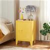 [en.casa] Comodino in Acciaio con Scomparto Chiuso con Anta Tavolino Laterale da Divano Mobiletto Notturno da Letto Tavolino Basso da Ingresso 57 x 40 x 30 cm - Giallo