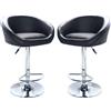 Cosma Set 2 Sgabelli, Ecopelle/Acciaio, cm 47,5x52,5x80,5/101,5 h Colore Nero - HF807122-NERO