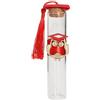 VR VETRINEINRETE Vetrineinrete® Bomboniera portaconfetti per Laurea 12 provette in Vetro Tappo in Sughero Cappello Tocco con Nappa Gufo (Rosso)