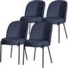 ML DESIGN modern living ML-Design Set 4 Sedie da Sala Pranzo Blu Scuro in Poliestere Gambe in Metallo, Struttura in Acciaio, con Schienale Semi-Rotondo, Poltrone Ergonomiche, Poltroncine Imbottite per Soggiorno e Cucina