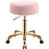 SCGSJZH Sgabello con Ruote, Sedia Rotolante Oro Altezza Regolabile 45-58 cm, Sgabelli PU Pelle Modello Ghiacciaio, Rotondo Sgabello Girevole per Trucco, Clinica e Ufficio (Rosa, Senza Schienale)