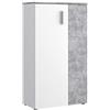 FORTE Boots Scarpiera a 2 ante, in legno derivato, bianco con finitura effetto cemento, 68,90 x 34,79 x 120,41 cm