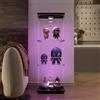 WOBOPCG Vetrinetta in vetro, vetrinetta con illuminazione LED, vetrina in vetro moderna, vetrinetta a piantana per soggiorno, ufficio, oggetti da collezione, libri, vino (3 ripiani, 1 porta + LED