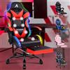 ALFORDSON Sedia Gaming con Massaggiante e Luci LED,Sedia Ergonomica Gamer per Scrivania,Poltrona Regolabile in Altezza con Supporto Lombare Poggiatesta,Schienale Regolabile 90-150°, Similpelle(Rossa)