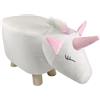 MiaSuite Poggiapiedi Pouf Animale Unicorno alto 28 cm - Pelle Scamosciata Impermeabile, Piedi in Legno Massello di Qualità.