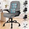 ALFORDSON Sedia Ufficio Ergonomica con Massaggio, Sedia Scrivania Poltrona Girevole ad Altezza Regolabile per Ufficio e Studio Sala Riunioni, Supporto Lombare, Portante di 150 kg, Tessuto(Grigia)