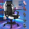 ALFORDSON Racing Sedia Ufficio Ergonomica, Sedia Gaming in Similpelle e Rete Traspirante con Ruote, Funzione di inclinazione, Poltrona Gamer per Computer Supporta 150 kg,Altezza Regolabile(Bianca)