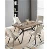 LEWE Set Sala da Pranzo, 140 X 80 X 76 Cm Tavolo da Pranzo Rettangolare in Legno con 4 Sedie da Pranzo, Imbottite, Senza Braccioli, Per Cucina, Sala da Pranzo e Soggiorno, Beige