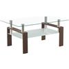 MOG CASA - Tavolino 100 x 60 x 44 cm Porter, Tavolino rettangolare con vetro temperato trasparente da 6 mm e struttura con finitura effetto noce, design elegante, per soggiorno e zona lounge